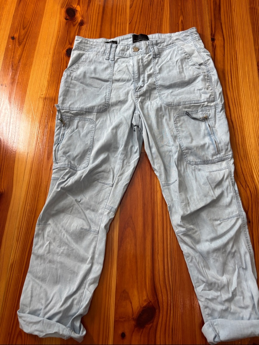 White House Black Market Light Blue Mid-Rise Straight Crop Pants